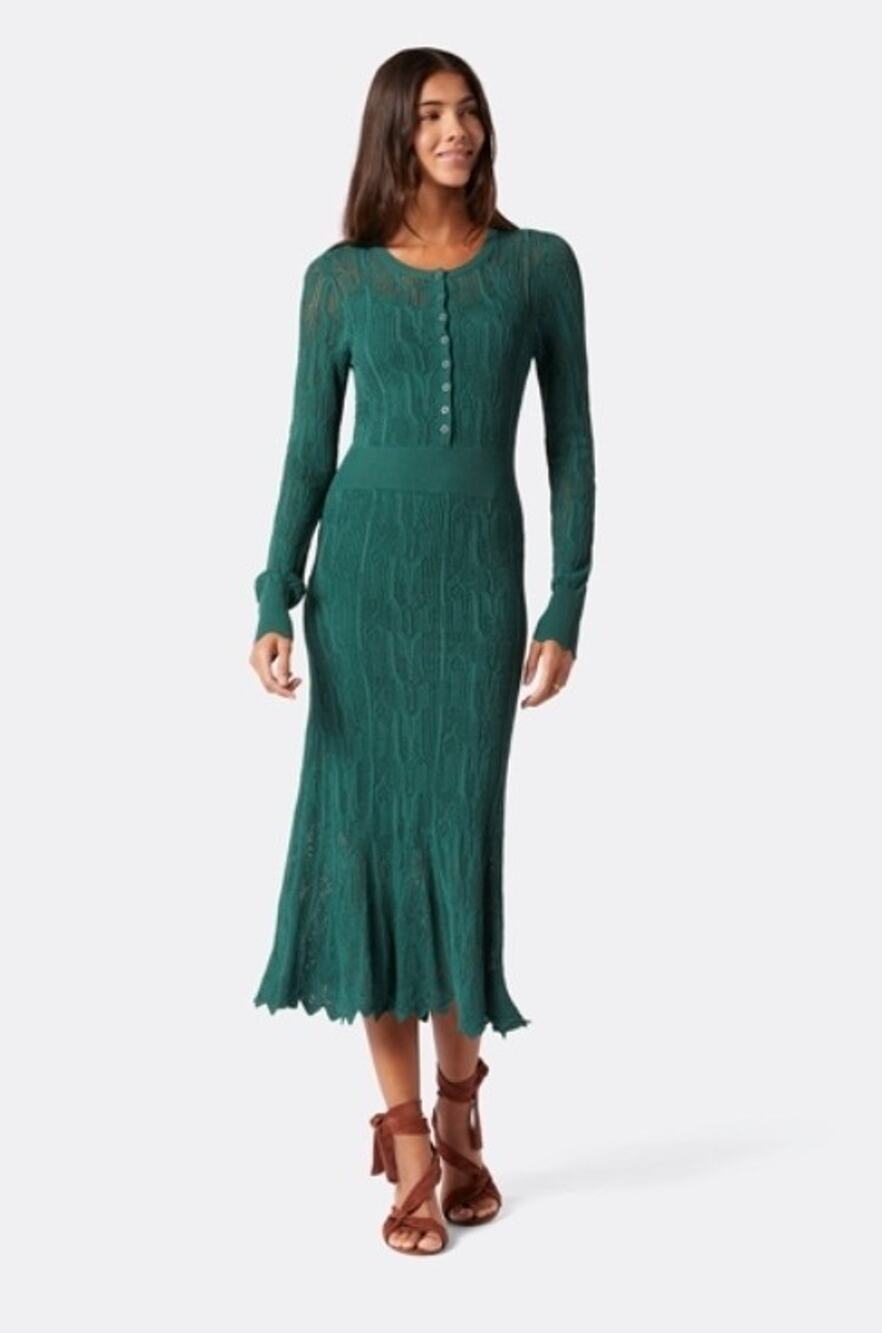JOIE Luizet Maxi Sweater Dress Green Knit Long Sleeve Button Front NWT L $348
